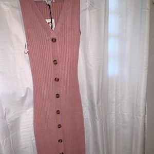 Hippie Rose New Pink Dress with Button with slit